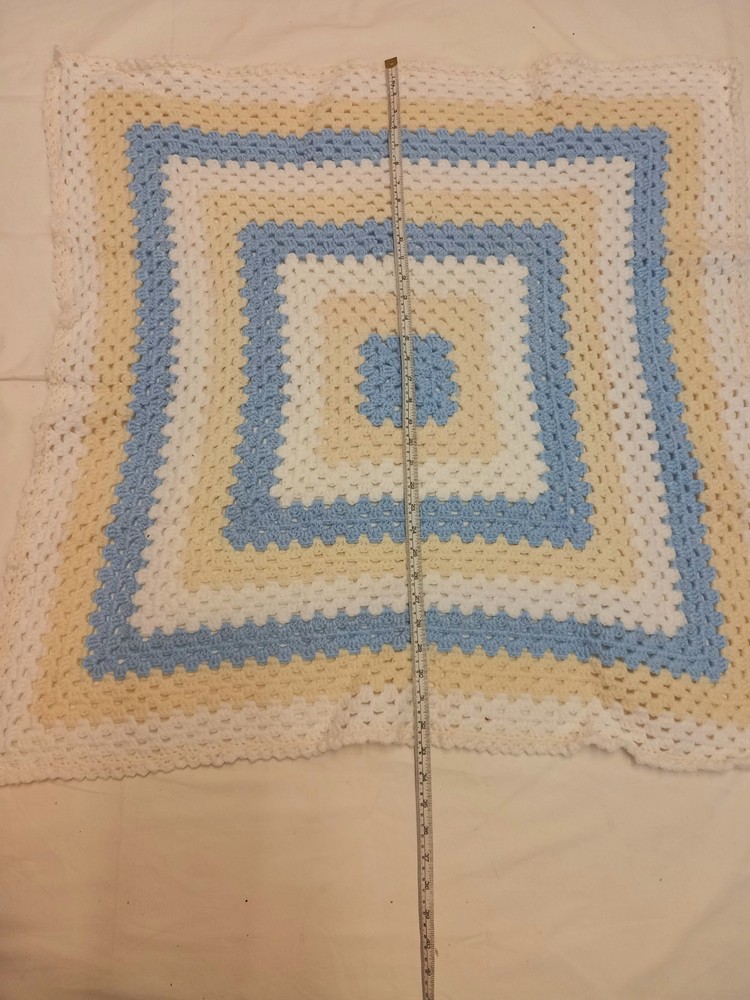Hand Crocheted Multicoloured Grany Square Throw Blanket. Size M .