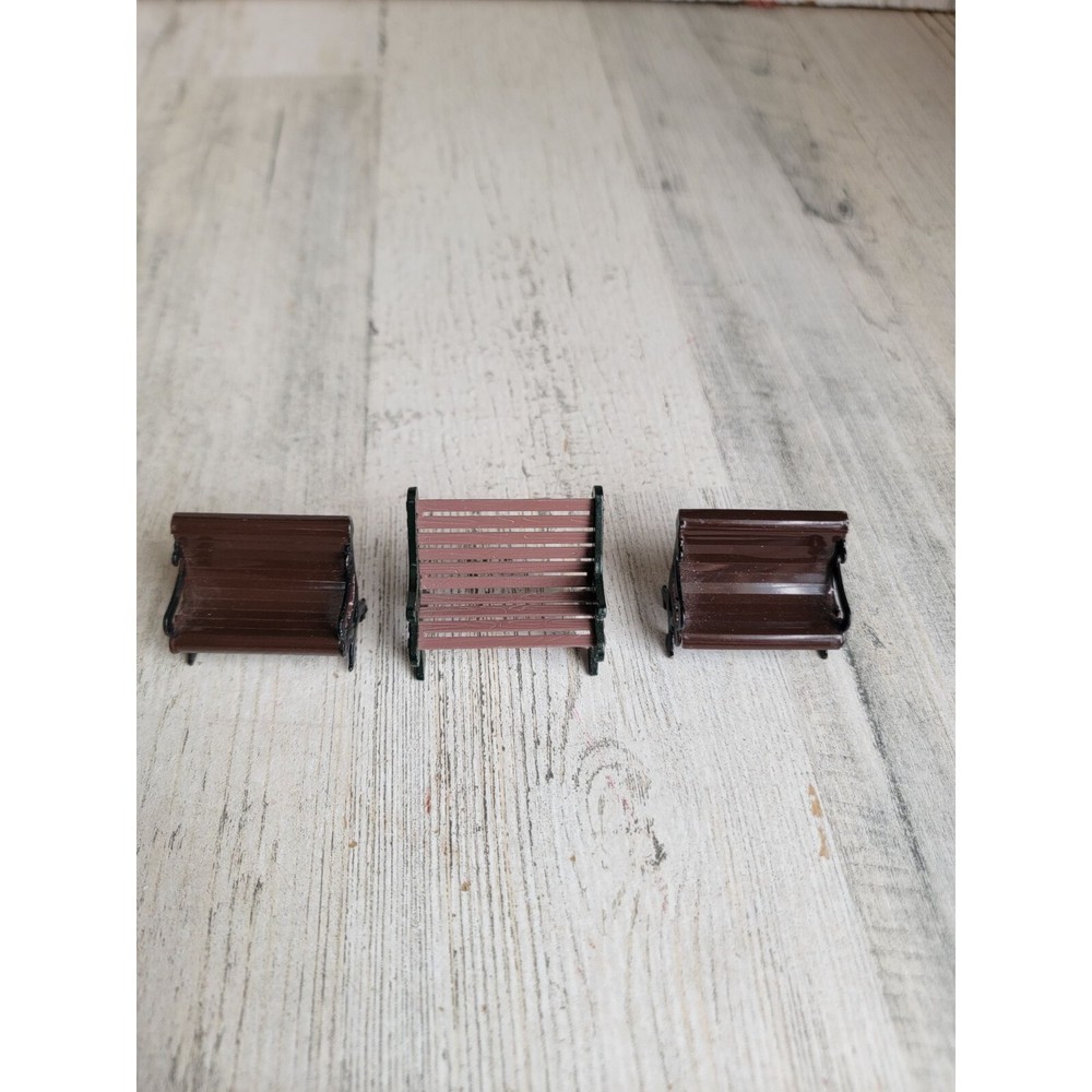 Lemax brown Park Bench village accessory xmas set
