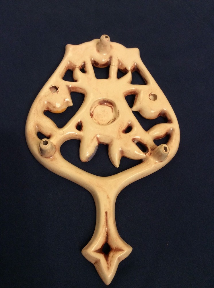 Ceramic Owl Pan Rest Trivet With Bluebird and Pear tree AA