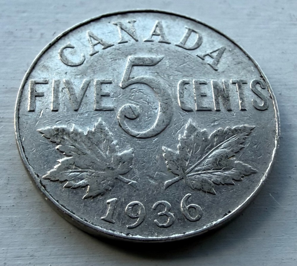 1936 Canada 🇨🇦 5 Cents ~ (VF) Condition