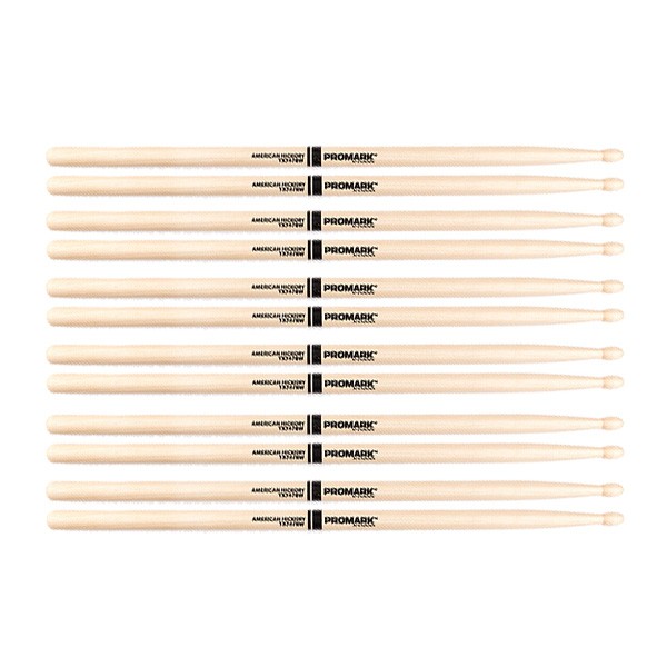 6 PACK Promark TX747BW American Hickory Classic Forward Wood Tip
