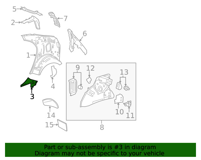 Genuine GM Driver Side Quarter Inner Panel Extension 20996688