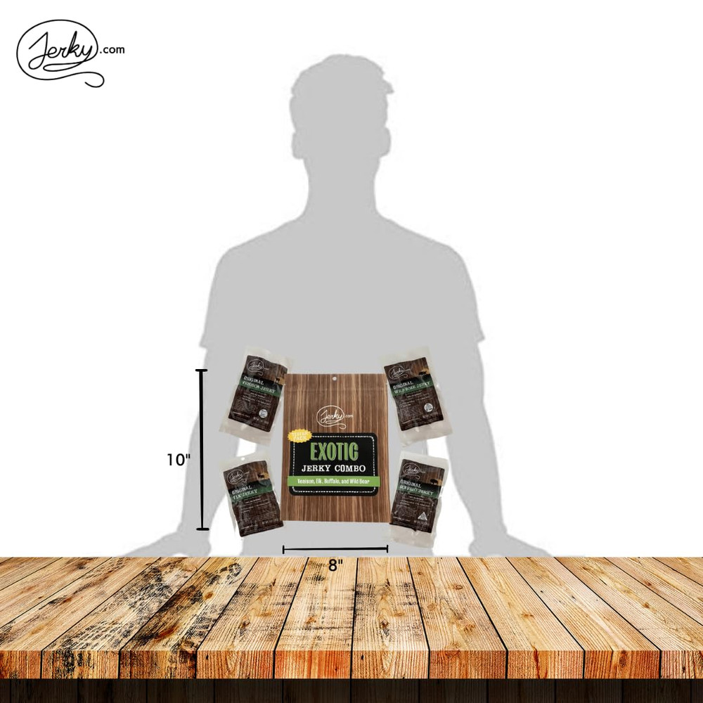 Exotic Jerky Variety Pack | 4pc Wild Game Snacks Sampler with Venison, Elk, Buff