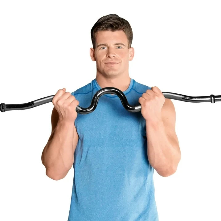 CAP Barbell Standard 1-Inch Threaded Solid Super Curl Bar, Black