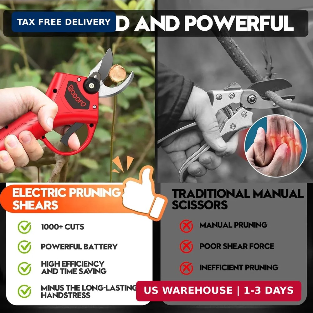 Electric Pruning Shears, Upgraded 1.4'' Cutting Diameter Powerful Brushless