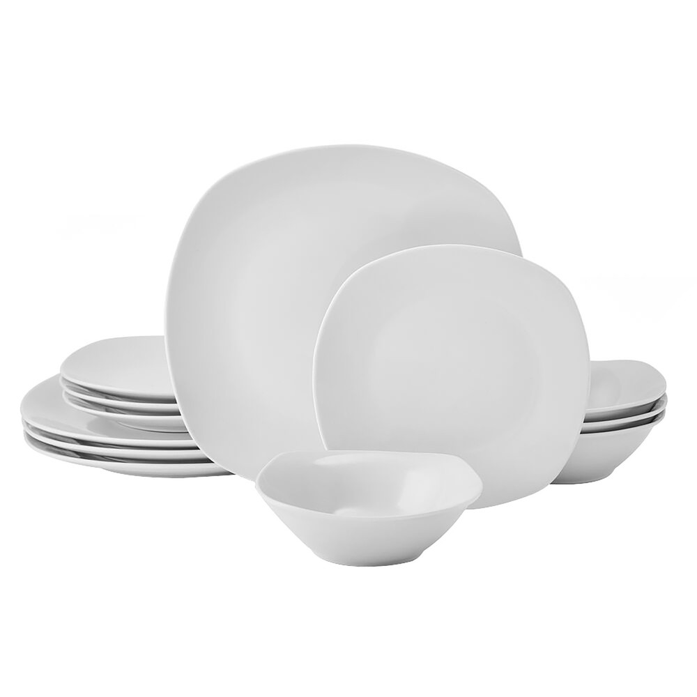 12-Piece Square Porcelain Dinnerware Set