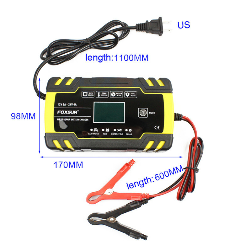 Automatic LCD Display Fast Charging Motorcycle Battery Charger Maintainer Tool