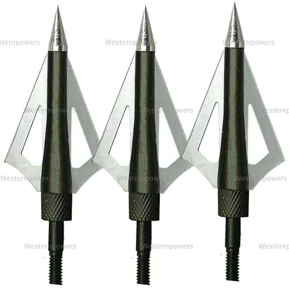 60 Count Broad Head Spear Tips 3 Blade Compound Bow or Cross Bow Tips