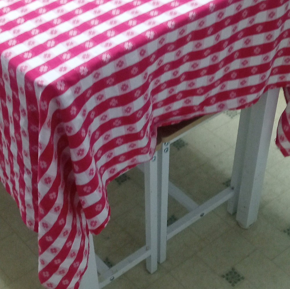 Pink White Check Plaid Rectangular Cloth Tablecloth Classic Style
