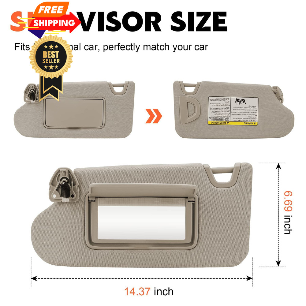Beige Driver Left Side Sun Visor Replacement Side,