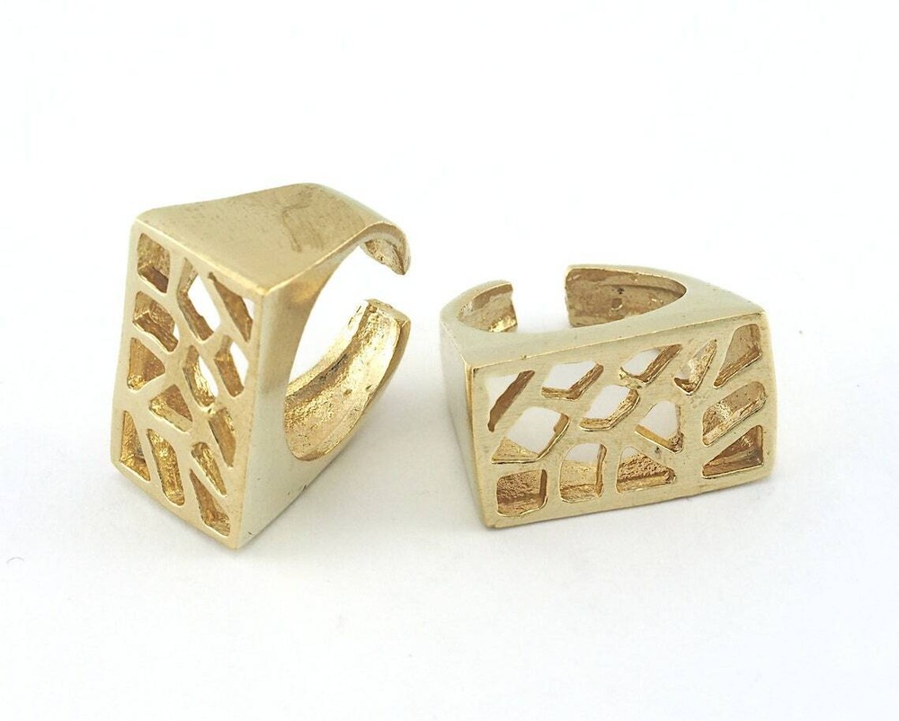 Rectangle Signet Ring Raw Brass  Blank 16mm 6US inner size - Adjustable 3841