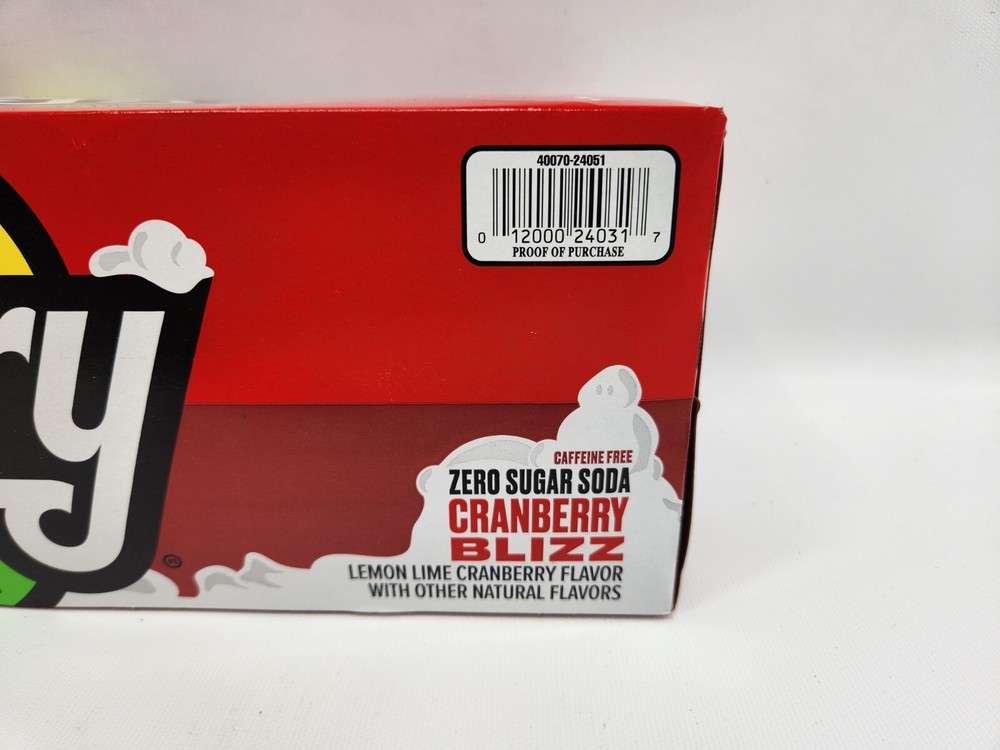 12 Pack Starry Cranberry Blizz Lemon Lime Zero Sugar Soda