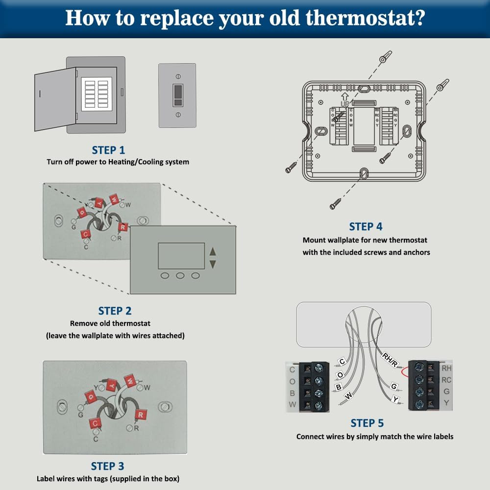 Non-Programmable Wall Thermostat for Home Single-Stage Systems, 1 Heat/1 Cool,