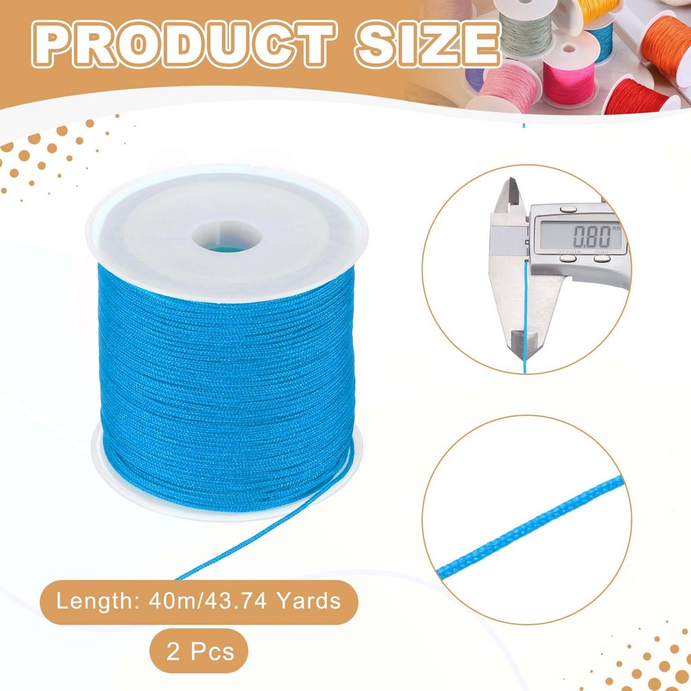 2 pcs 0.8mm String for Bracelets, 44 Yards Beading Thread(Lake Blue)