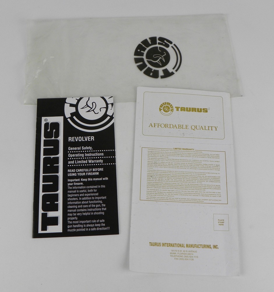 Taurus Revolver Operating Instructions Manual