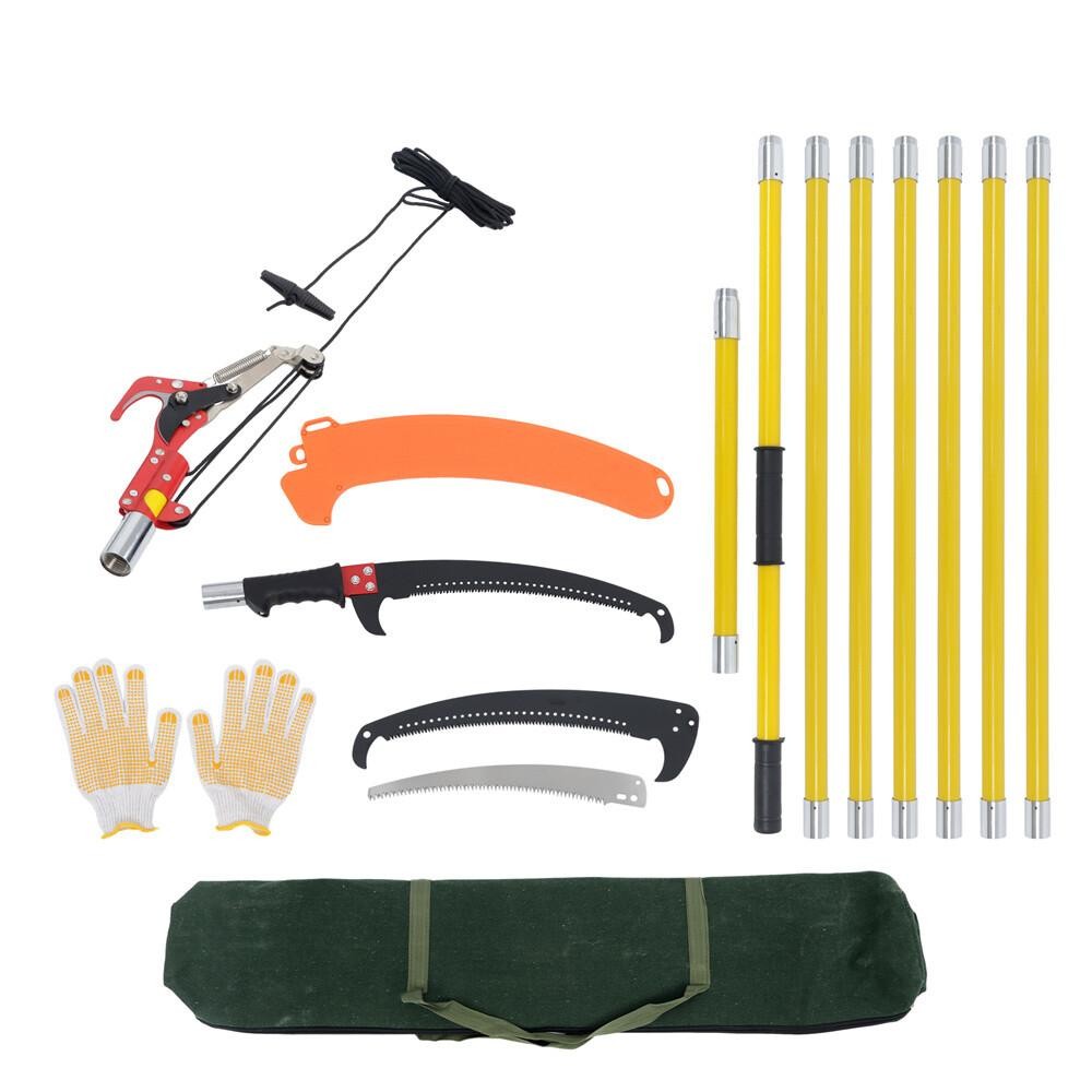 27 Feet Tree Pole Pruner Manual Branches Trimmer Tree Branch Garden Tools Yellow