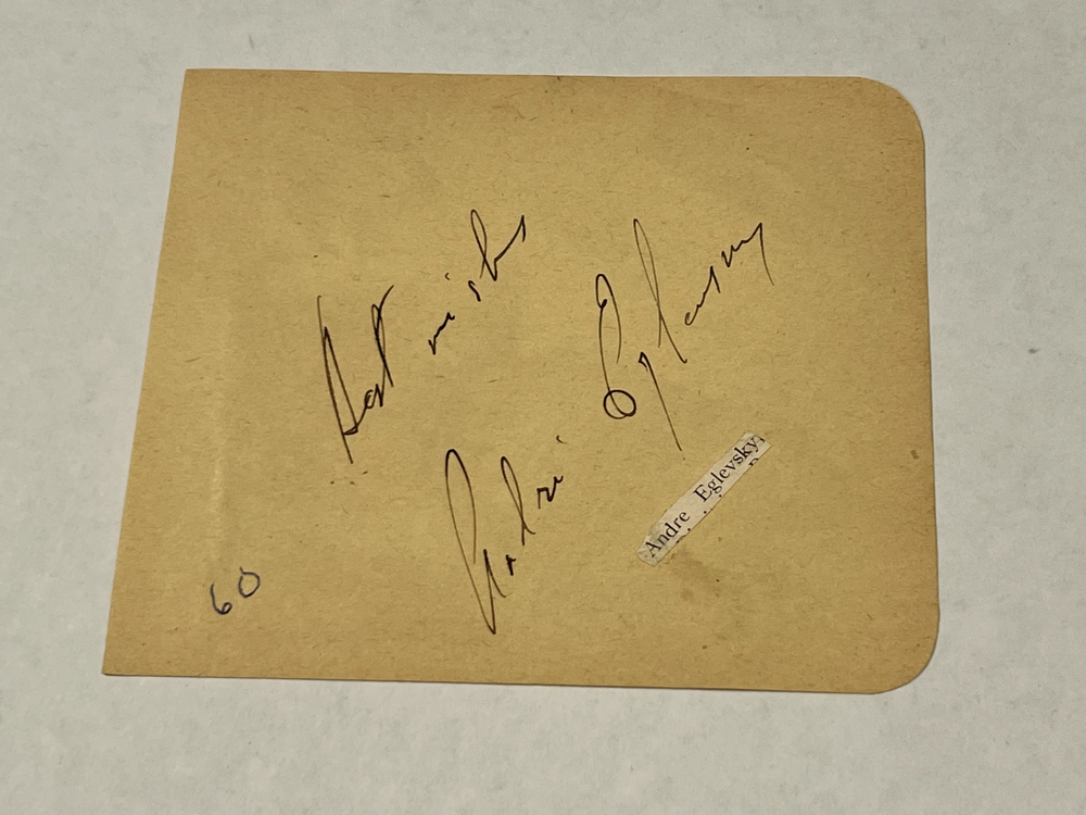 Leon Fleisher Hand Signed Cut (Andre Eglevsky on reverse) 17 year old pianist