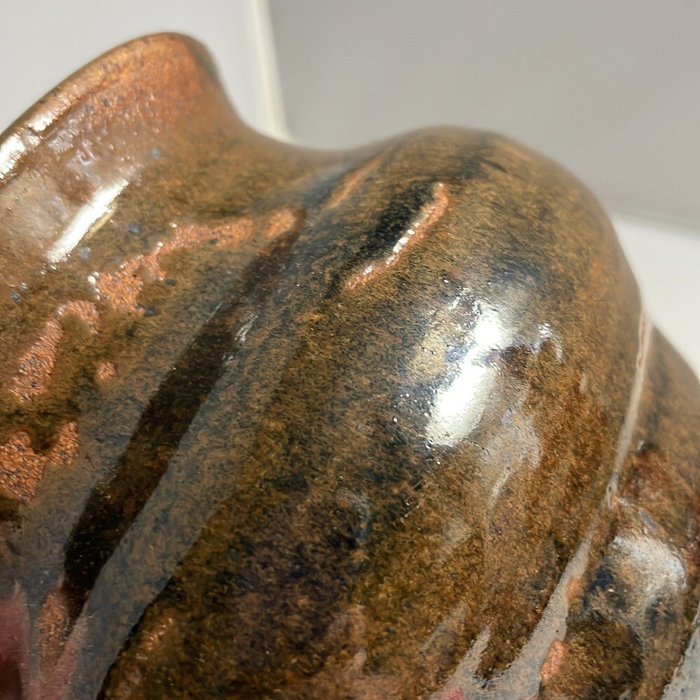 Studio Art Pottery Planter Pot Rustic Brown Hand Crafted Glazed