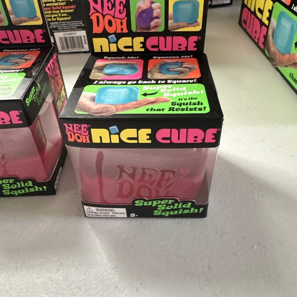 Nee Doh Nice Cube Super Solid Squish Squeeze Pink Toy