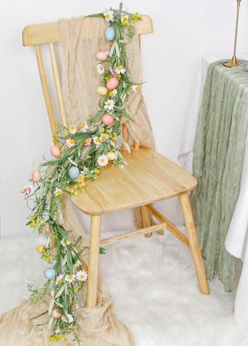 5FT Easter Garland Faux Spring Vine with Easter Eggs Berries for Rustic 1