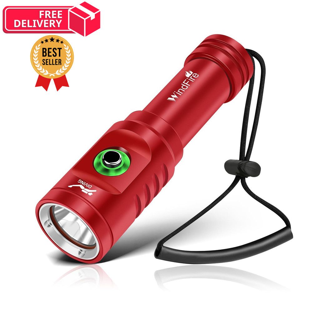 WINDFIRE TS08 Dive Light Super Bright, Scuba Flashlight Red-TS08
