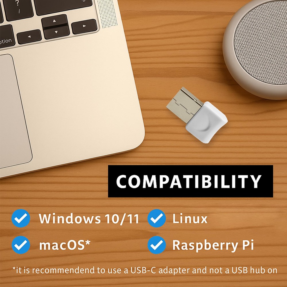 Hideez USB Bluetooth Adapter for PC, macOS, Linux, ChromeOS, Raspberry Pi – L...