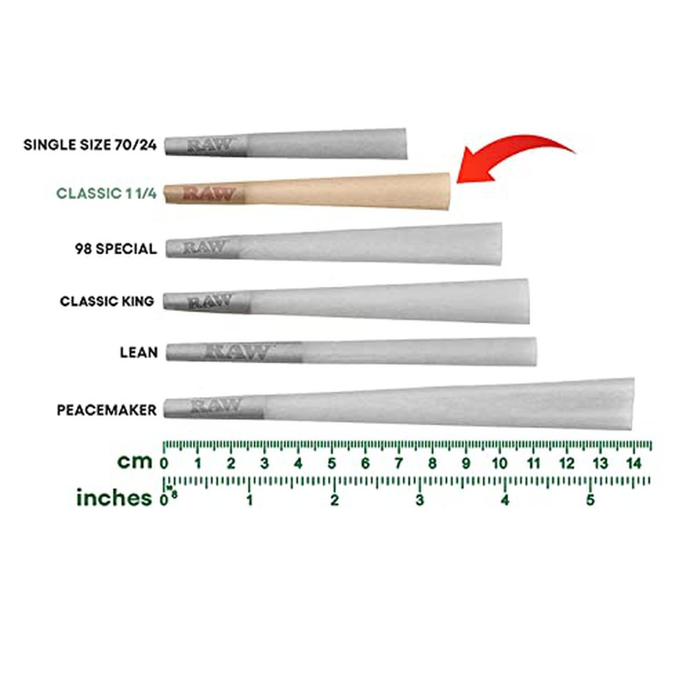 RAW Cones Classic 1 1/4 Size: 150 Pack