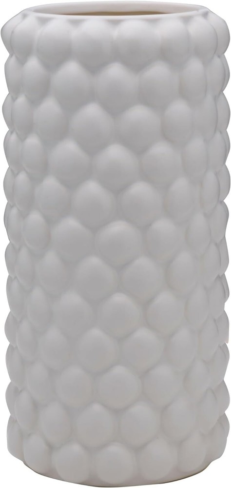 Elements Ceramic Textured Dot Vase 5.71x11.81 Inch White