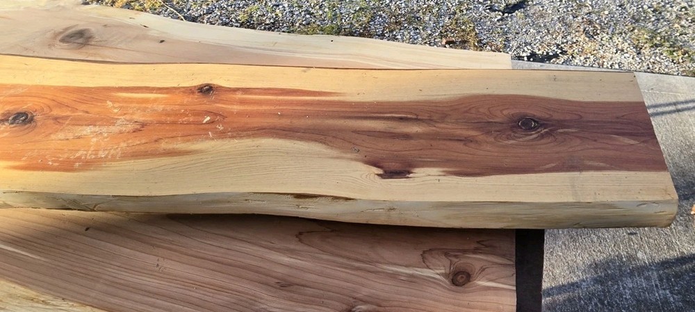 Eastern Red Cedar Live Edge Slab – 61" × 8.5" Bench / Console Top 2.5" Thick
