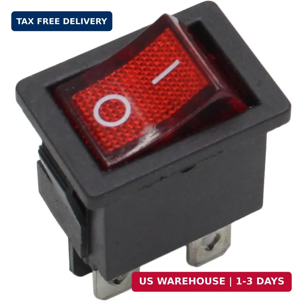 5 Pack Mini Rocker Switch, On-Off Power Switch Red Button 4 Pin Toggle Switch, L