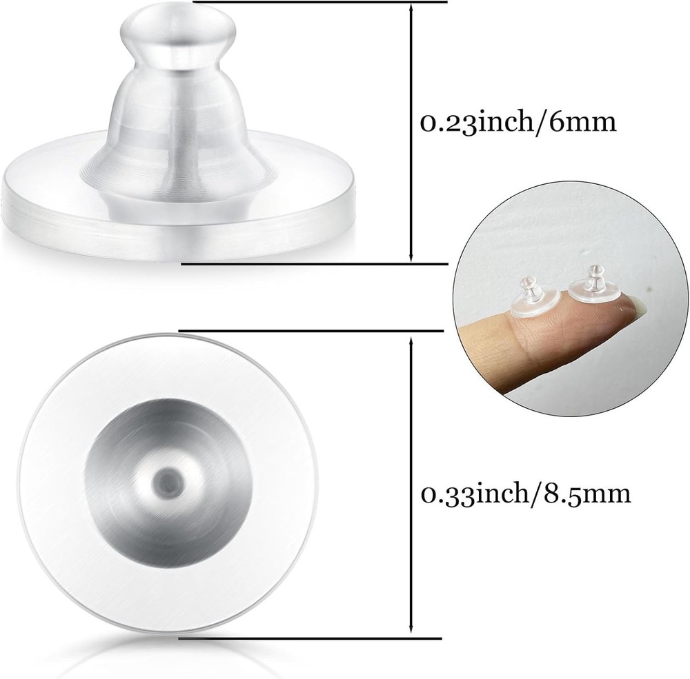 Earring Backs Rubber,100pcs Soft Clear 10MM, Silicone 100