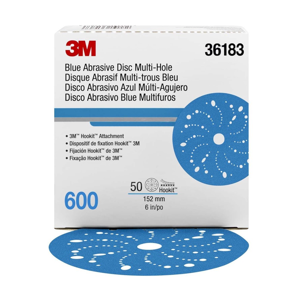 Hookit Blue Abrasive Disc Multi-hole 6 600G MMM-36183
