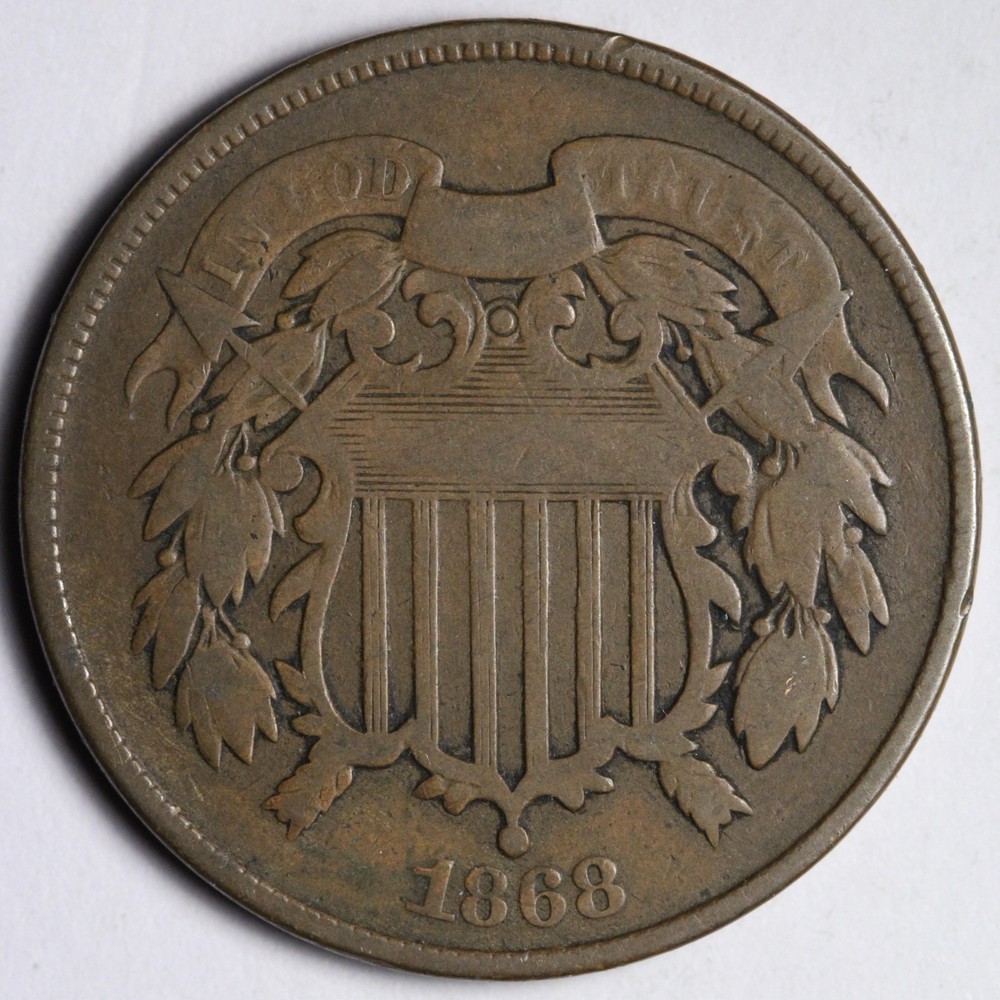 1868 Two Cent Piece VF E200 DIEG