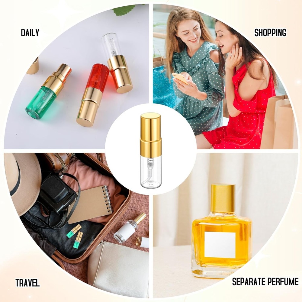 50Pcs 2ml Glass Spray Bottle Empty Tiny Perfume Sample Bottles Atomizer Clear At