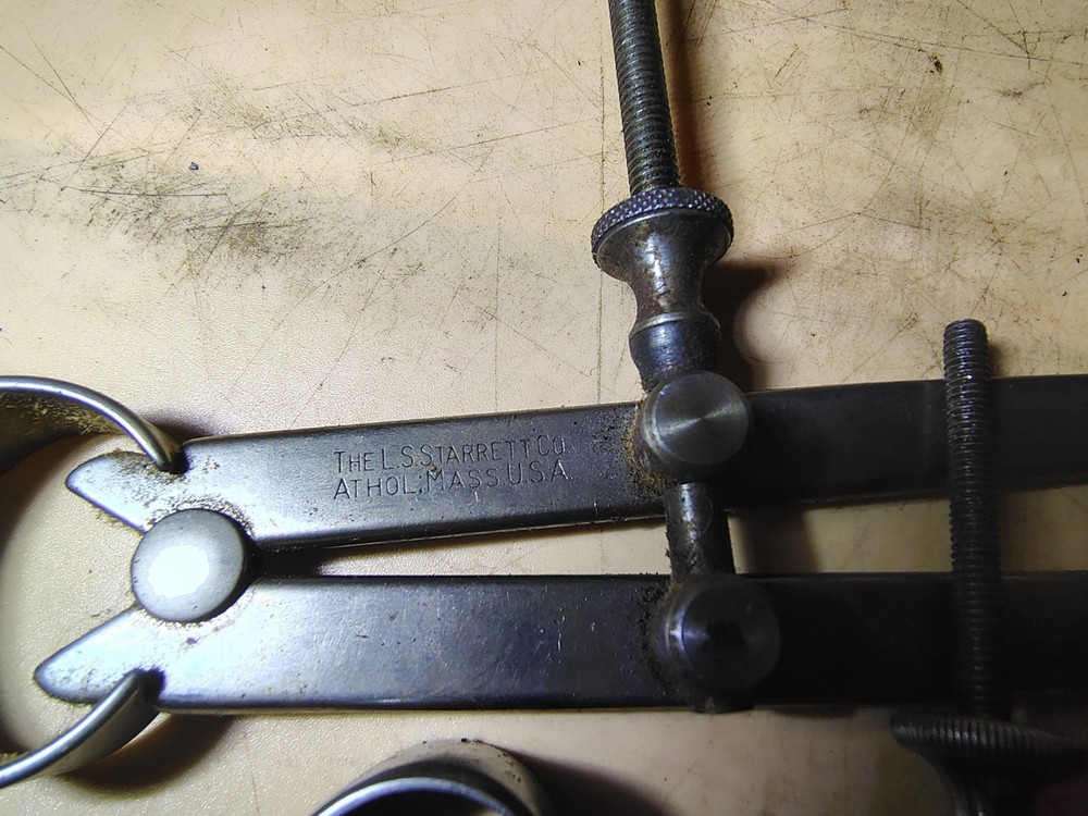 Vintage Starrett 8", 5" Spring Joint Flat Leg Inside Calipers