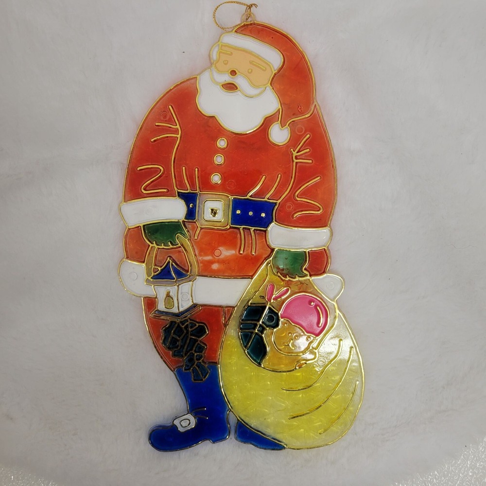 Vintage Plastic Christmas Santa Suncatcher