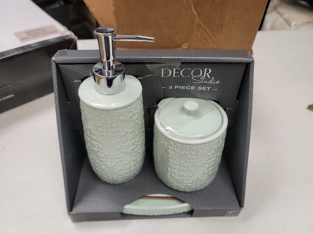 Decor Studio Emily 3-Pc. Bath Accessory Set - Aqua