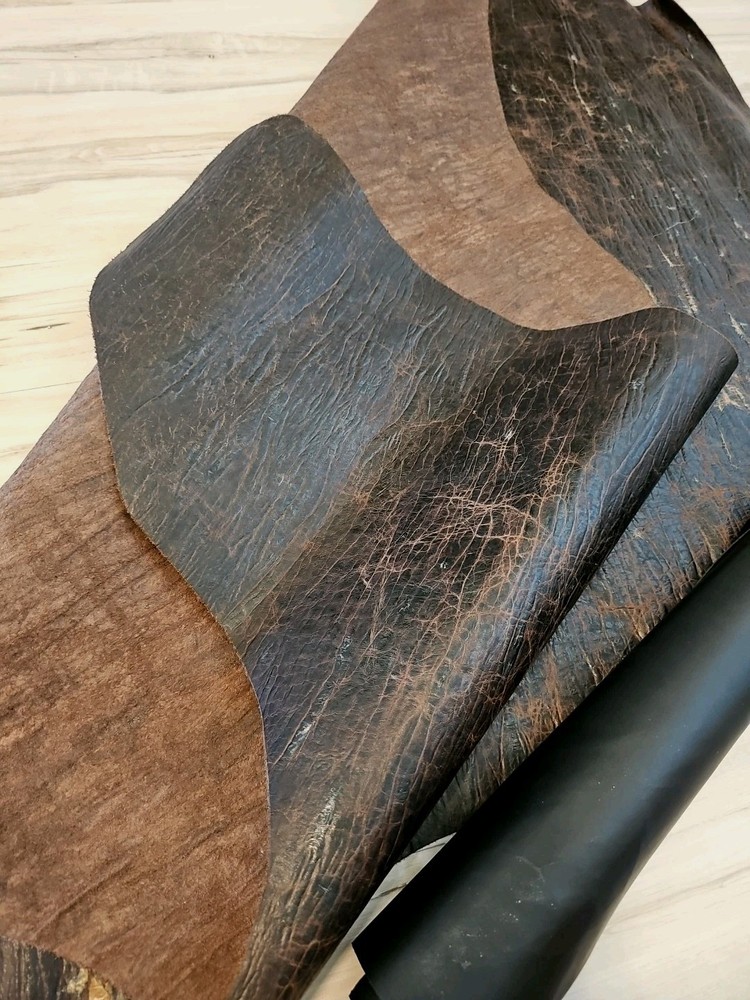 3oz VINTAGE DISTRESSED CHOCOLATE BROWN FULL GRAIN PULL UP LEATHER HIDE SHOULDER