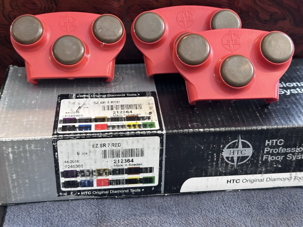 3 Pack -HTC EZ SR 7 RED Diamond Grinding Tools – 3-Segment Pads – Concrete Prep