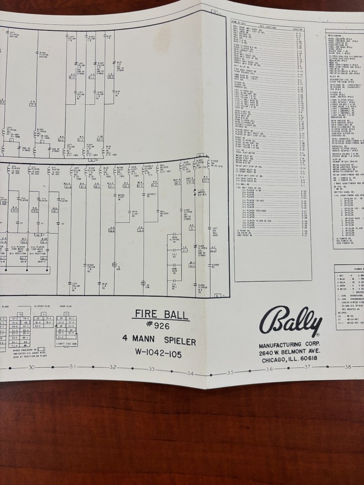 ORIGINAL-BALLY-FIRE BALL-PINBALL-SCHEMATICS