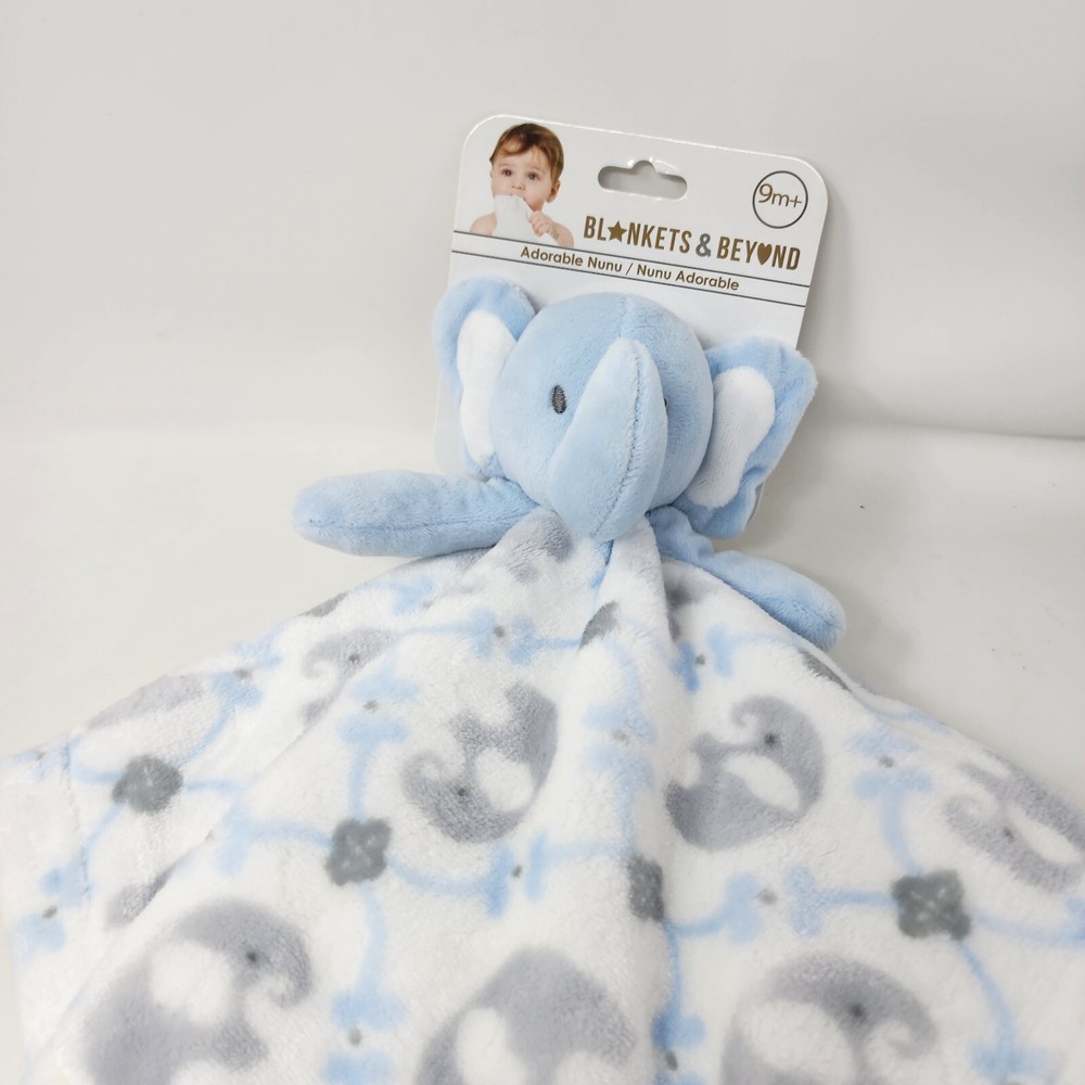 Blankets & Beyond Elephant Security Blanket Soother Comforter Fleece Blue Gray