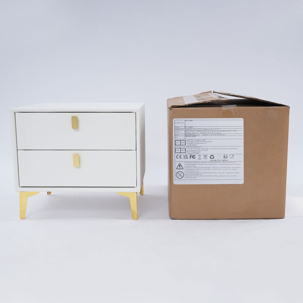 White Bedside Table, Storage Cabinet for the Bedroom, Side Table with 2-drawers!