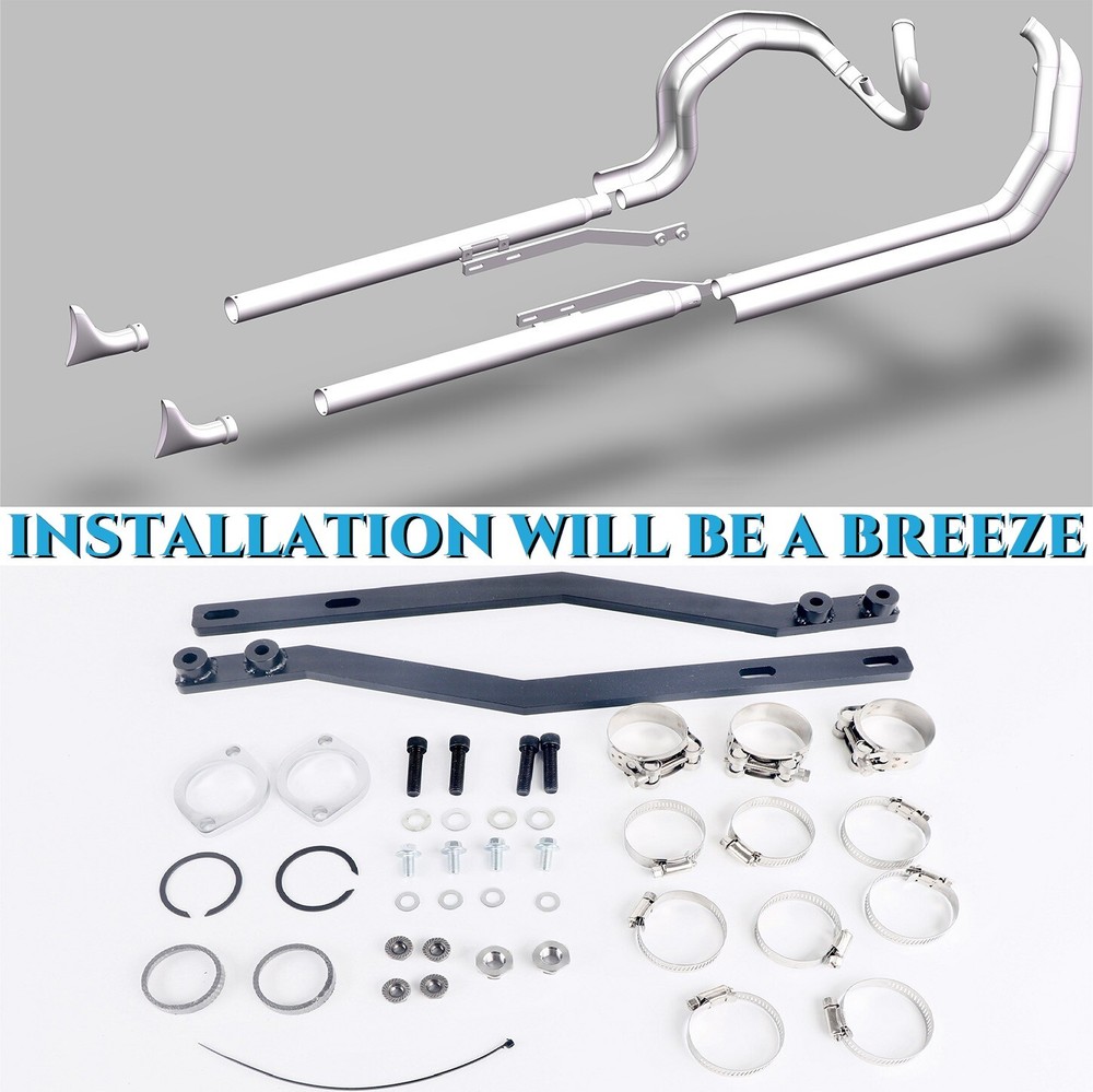 SHARKROAD 2-2Fishtail True Dual Exhaust Systems for Softail 2000-2017 Models New