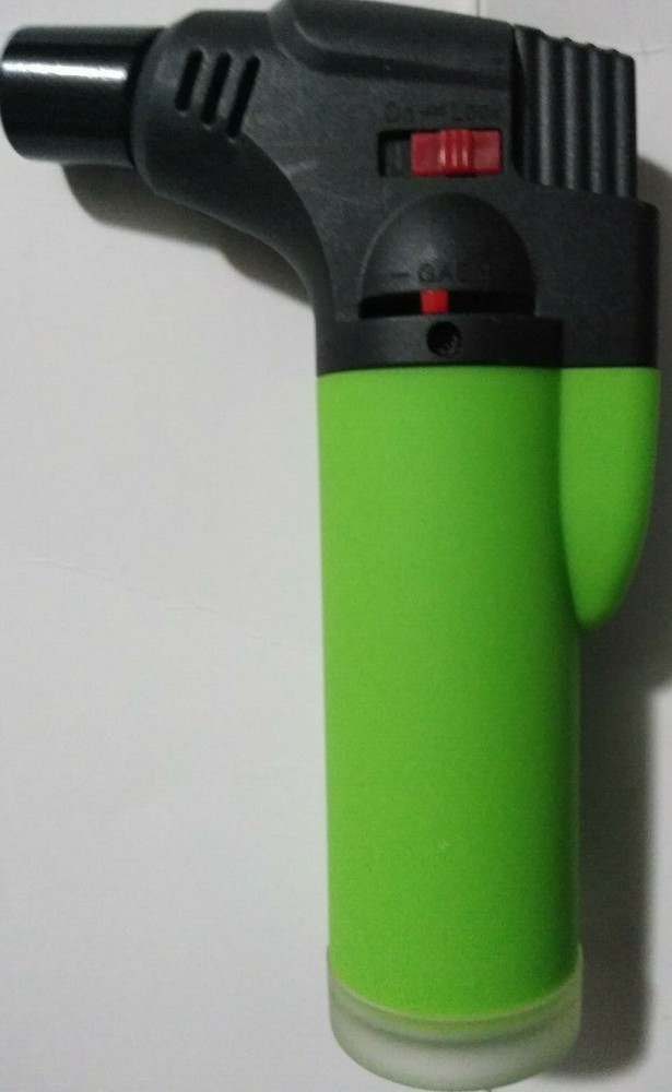 Torch Refillable Windproof Jet Lighter Color Green Size 4 inches