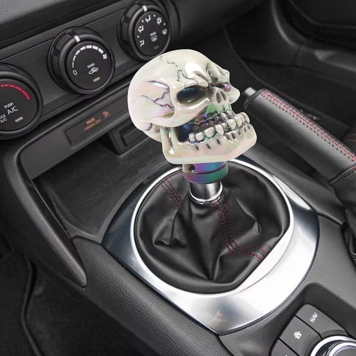 Skull Shift Knob, Custom Premium Shifter Handle, Compatible with Most White