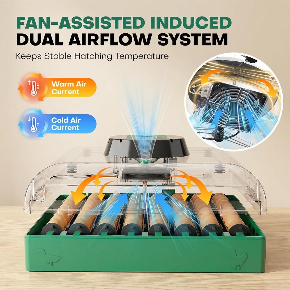 Incubators for Hatching Eggs, 72 Eggs Hatching Incubator with Automatic Egg Turn
