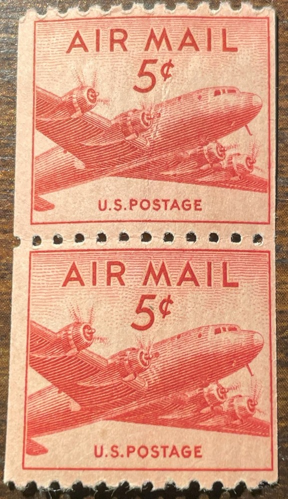 Air Mail Skymaster C37 Coil Pair, Creased, Mint