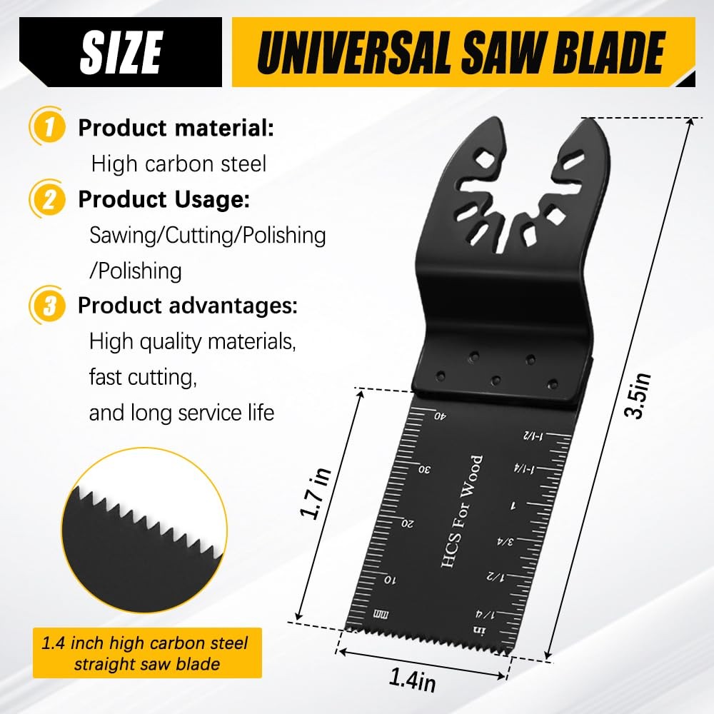 6PCS Oscillating Tool Blades, Universal Wood Multitool, Black