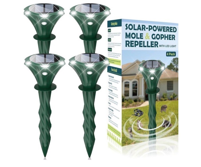 Solar Pest Repeller Stakes (4 Pack) - Mole And Gopher Deterrent