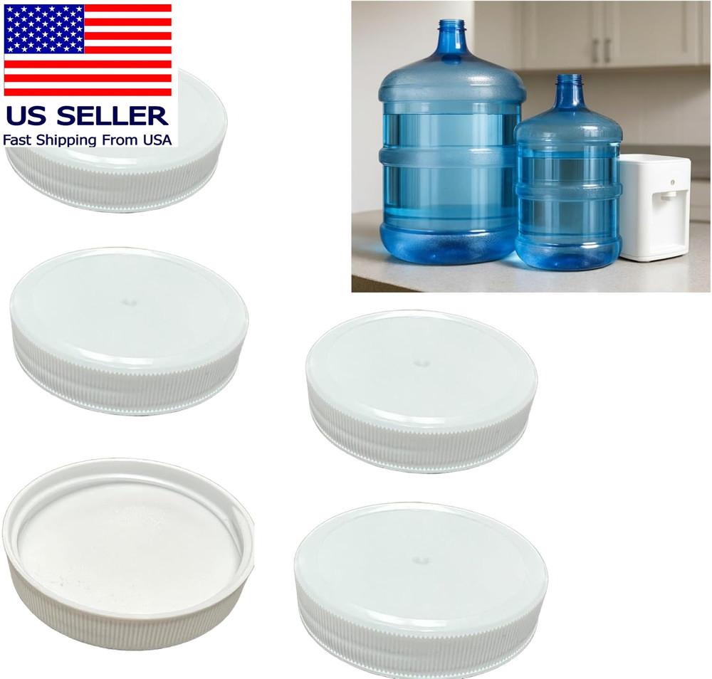53Mm White Reusable Water Jug Caps with Foam Liners for a Tight Seal, Lids for 3